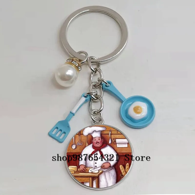 Новый мультяшный брелок для ключей шеф-повара с ремнем яиц лопатой подарок