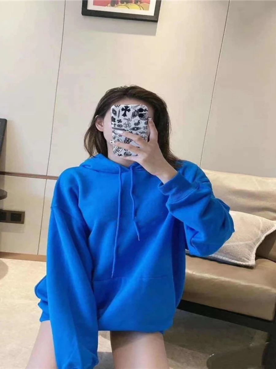 

Autumn New Hooded Loose Terry Sweater with The Same Style for Men and Women Three-dimensional Patch Pocket Casual Hooded Sweater