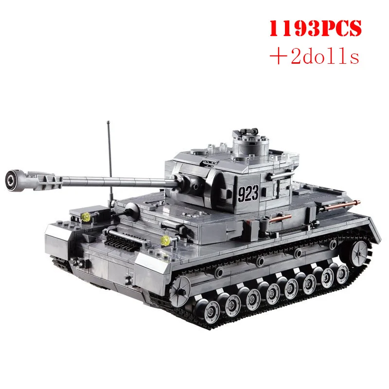 Конструктор военный армейский с большими панцами Тигром и танком 2 мировая война