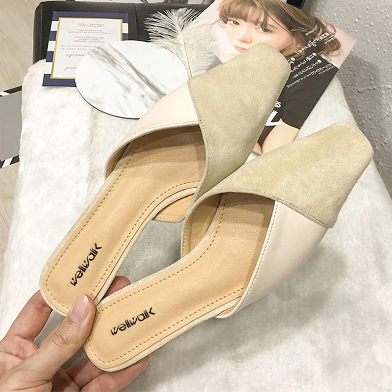 Модные шлепанцы женская обувь на каблуке в стиле пэчворк выразительный стиль