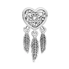 Бусина-Шарм Ловец снов из серебра 925 пробы с ажурным сердцем и тремя перьями, подходит для оригинального браслета и ожерелья, ювелирные изделия 925