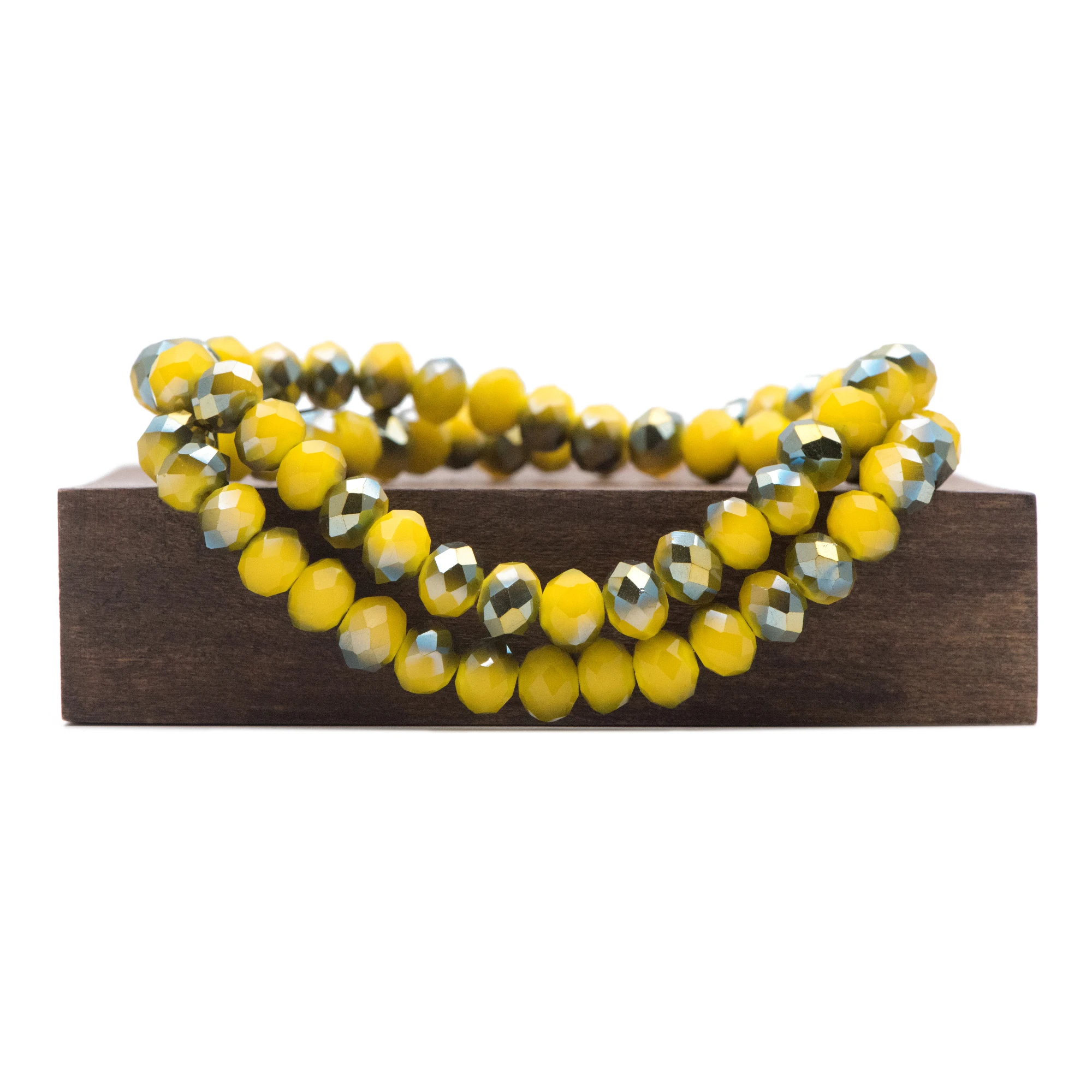 

70pcs Faceted Rondelle Crystal Glass Beads 6x8mm Yellow Green - (BZ08-57)