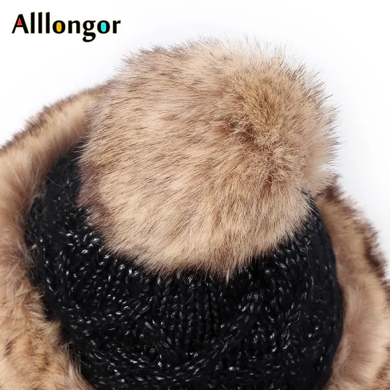 Зимняя теплая женская шапка 2020 принцессы вязаная с помпоном из искусственного