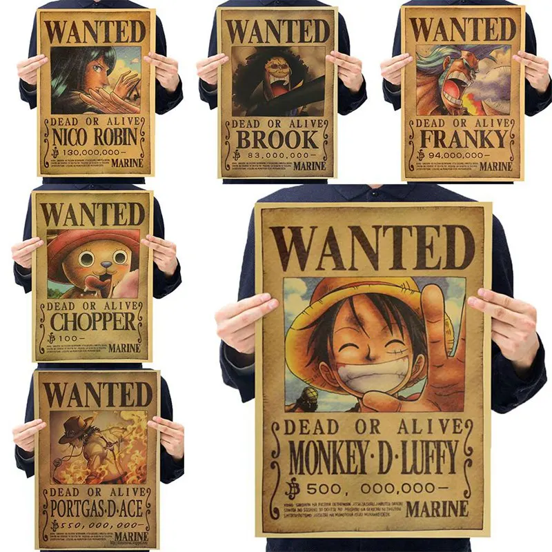 

Wanted Posters Cute Cartoon Home Decor Wall Stickers Vintage Kraft Paper Anime Posters Luffy Chopper Wanted Home Decor