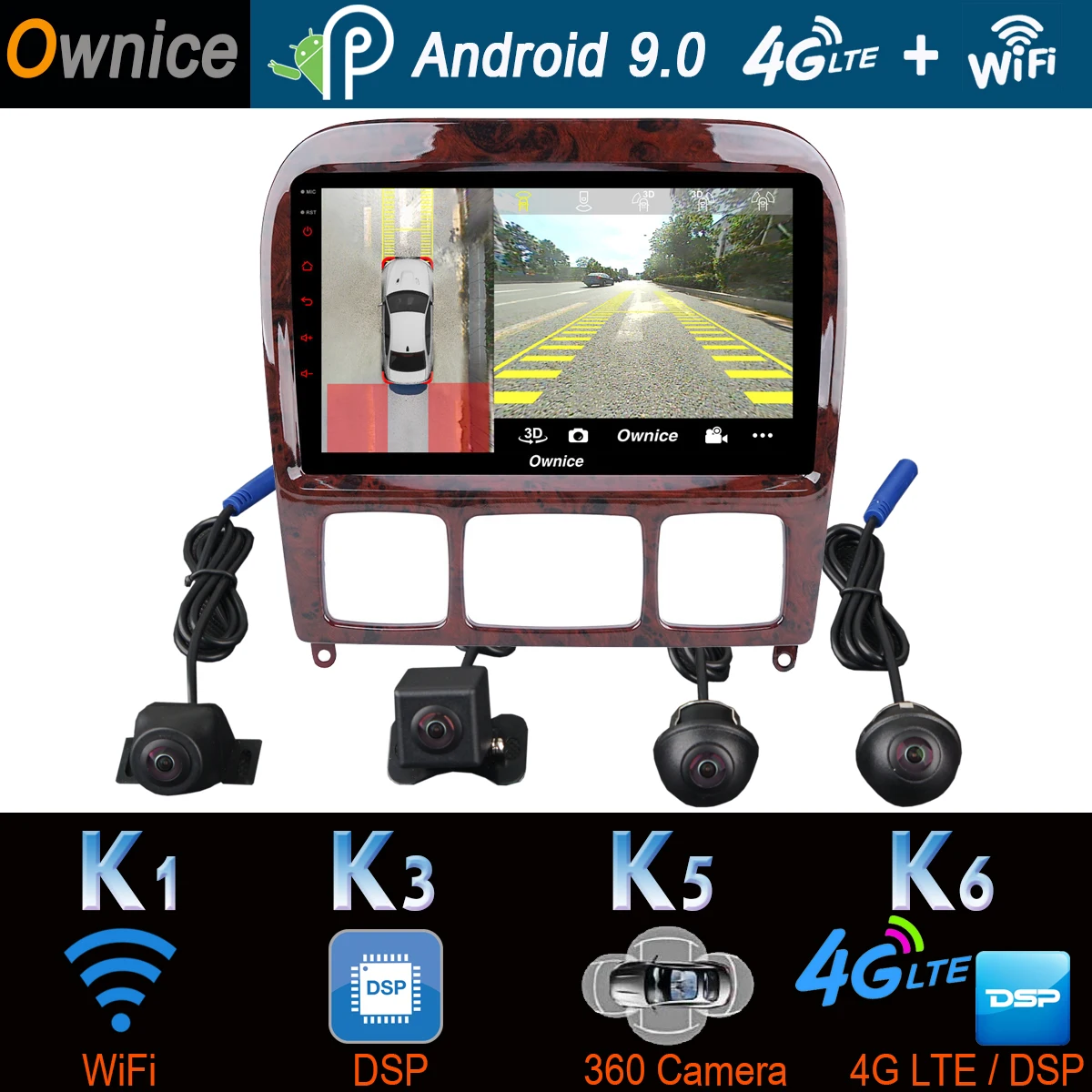 360 ° камера 4G LTE Android 9,0 4G+ 64G gps радио gps CarPlay SPDIF DSP Автомобильный плеер для Mercedes Benz S CL Класс W220 W215