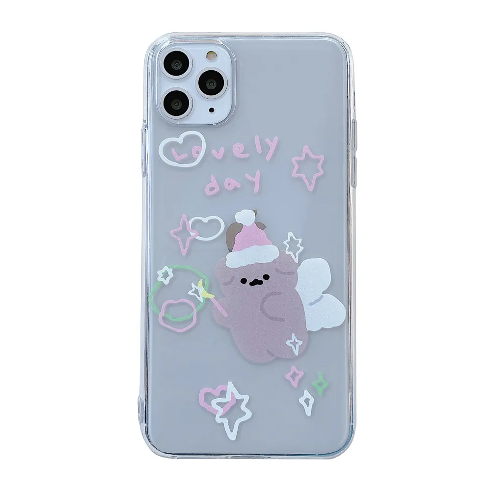 Чехол для телефона корейский милый ангел медведь английский письмо iPhone SE 2020 11 Pro Xs