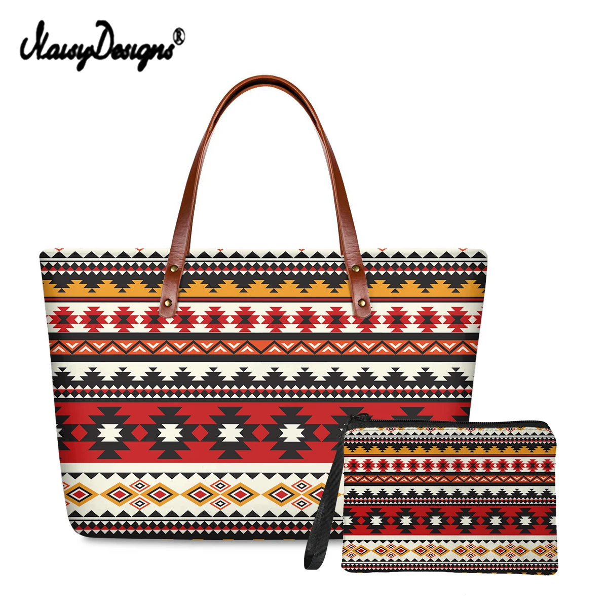 

Noisydesigns Retro Tribal Native Pattern Fashion Messenger Bag Large Capacity Women Travel Handbags 2pcs/set Ladies Shoulder Bag
