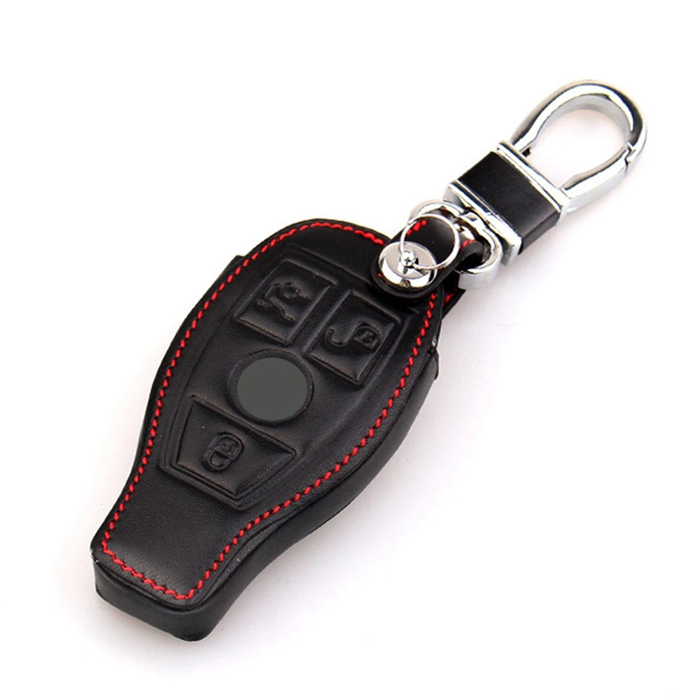 

Leather Car Key Cover Auto Remote Key Fob Case Protector with Key Chain for Benz Mercedes Car Interior Accessories