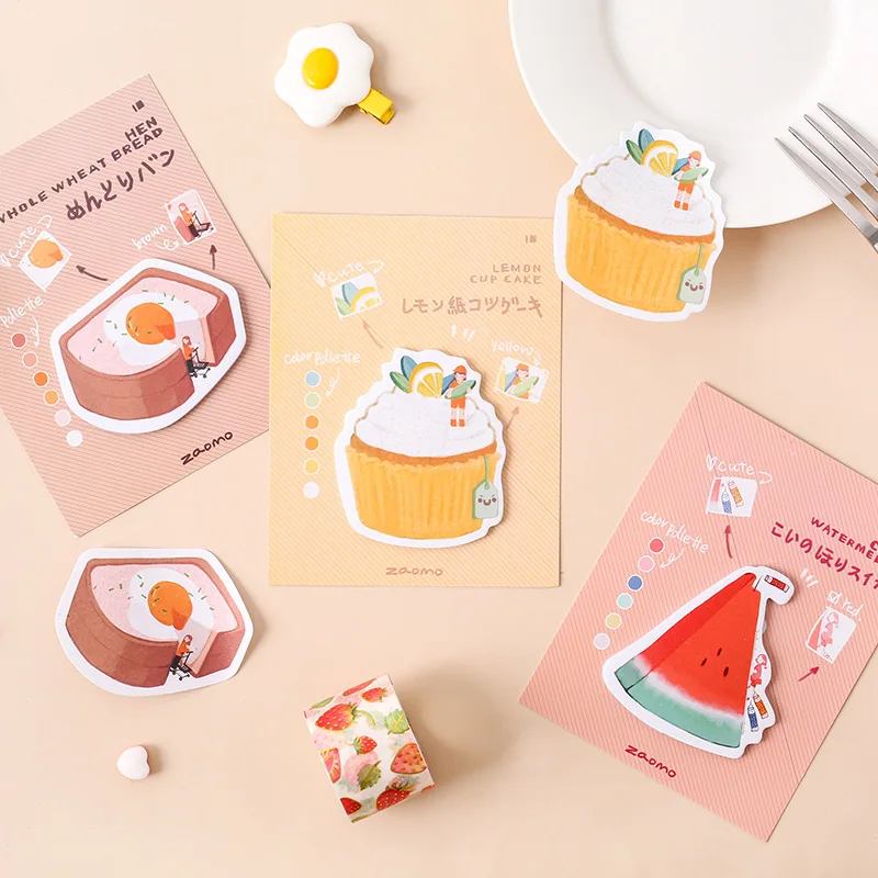 

6pcs Cute cake sticky note set Cream Milk Donut color adhesive memo pad Diary sticker Stationery Office accessories School F724