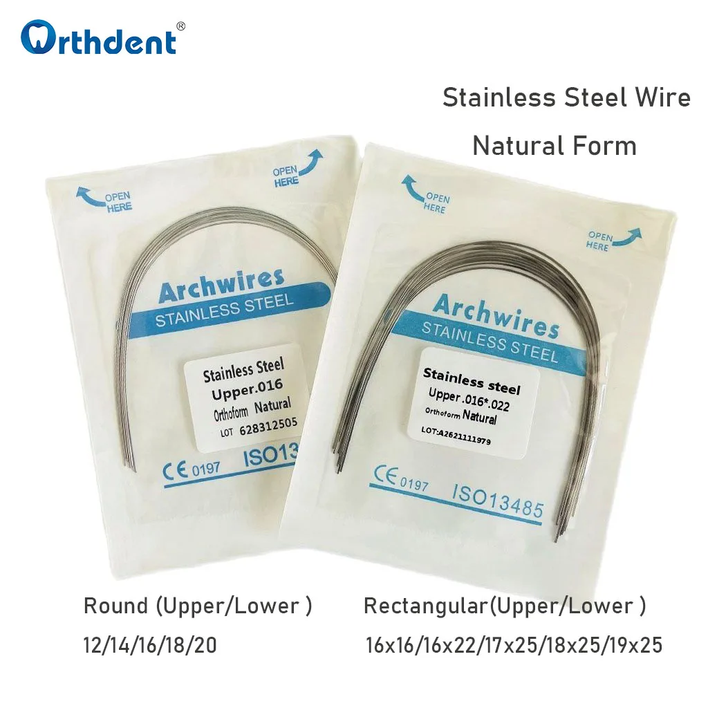 2 упаковки Стоматологическая проволока из нержавеющей стали Ортодонтические арки для брекетов круглая/прямоугольная Арка натуральная форма Стоматологический материал