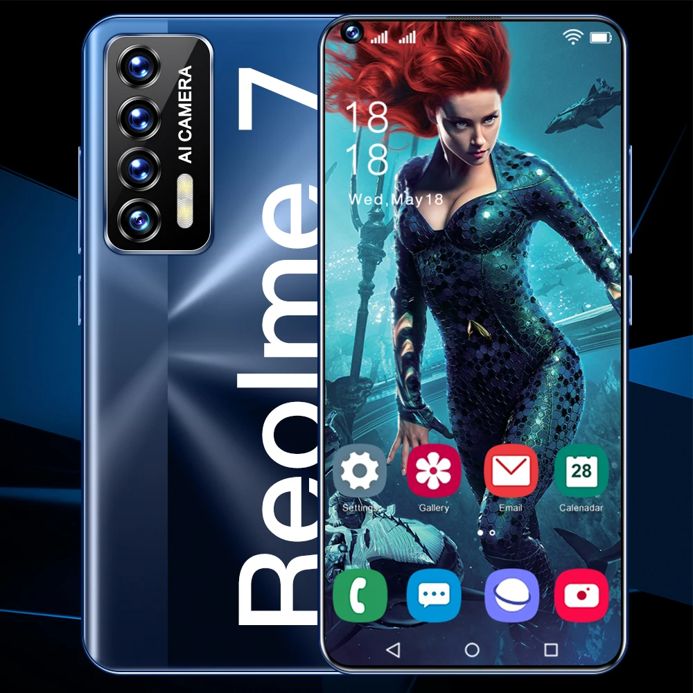 

7.3 Inch New Reolme 7 Smartphone Cell Phone 16GB+512GB 32MB+50MB 6800mAh 5G Network Mobile Phone Android 11 Phone 2021