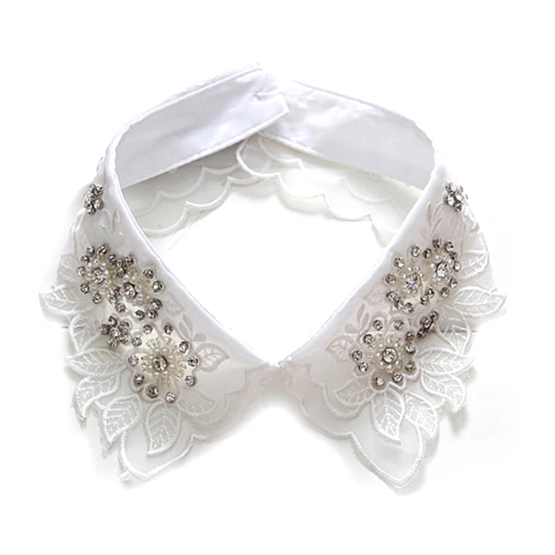 

Women Detachable Pearl White Fashion Shirt Lace fake collar Embroidery Sweater Elegant False Collar Necklace