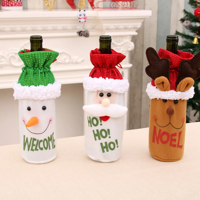 

christmas decorations Wine Bottle Sleeve Santa Claus/Elk/Snowman Xmas Decorations Wine Bottle Wine cooler party Decor