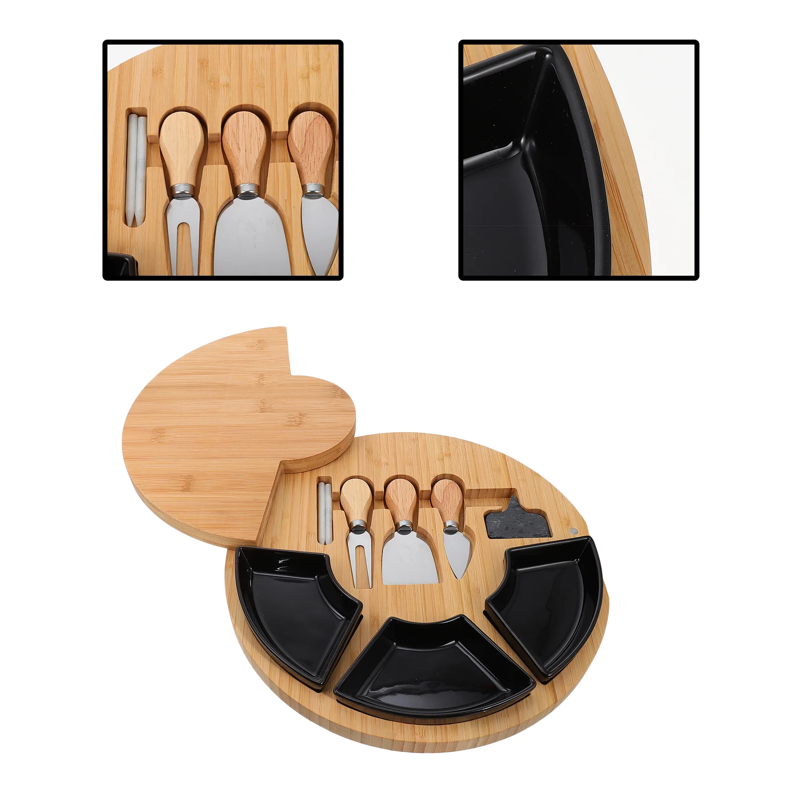 

1 Set of Bamboo Cheese Cutter Accessories Set Cheese Chopping Board Kit