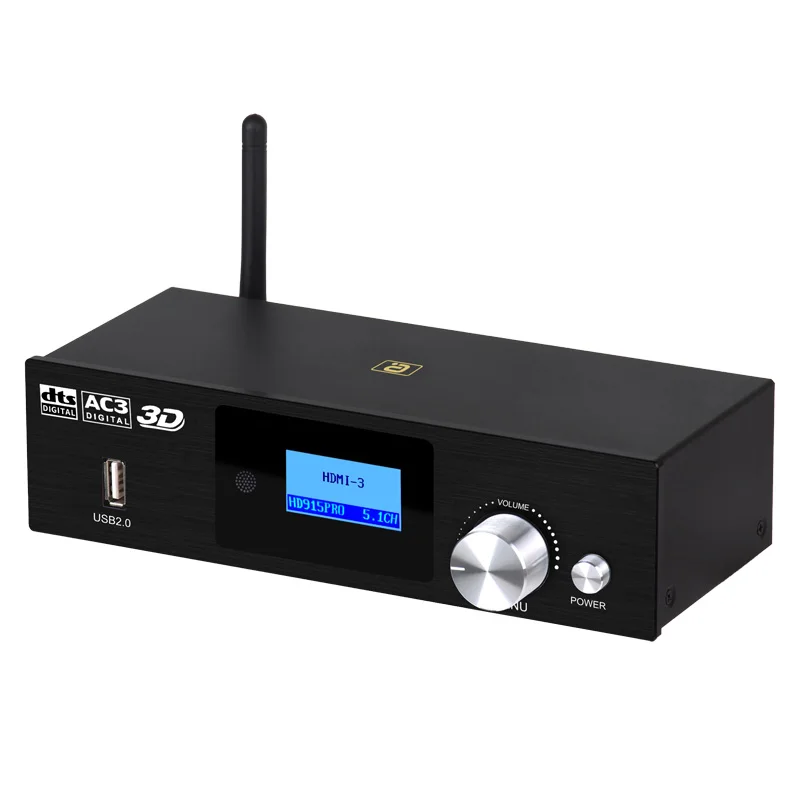 

HD915PRO 5.1CH HD Audio Decoder Bluetooth 5.0 Reciever Dolby Atmos DTS AC3 HDMI2.0-Compatible 4K3D Converter SPDIF ARC PCUSB DAC