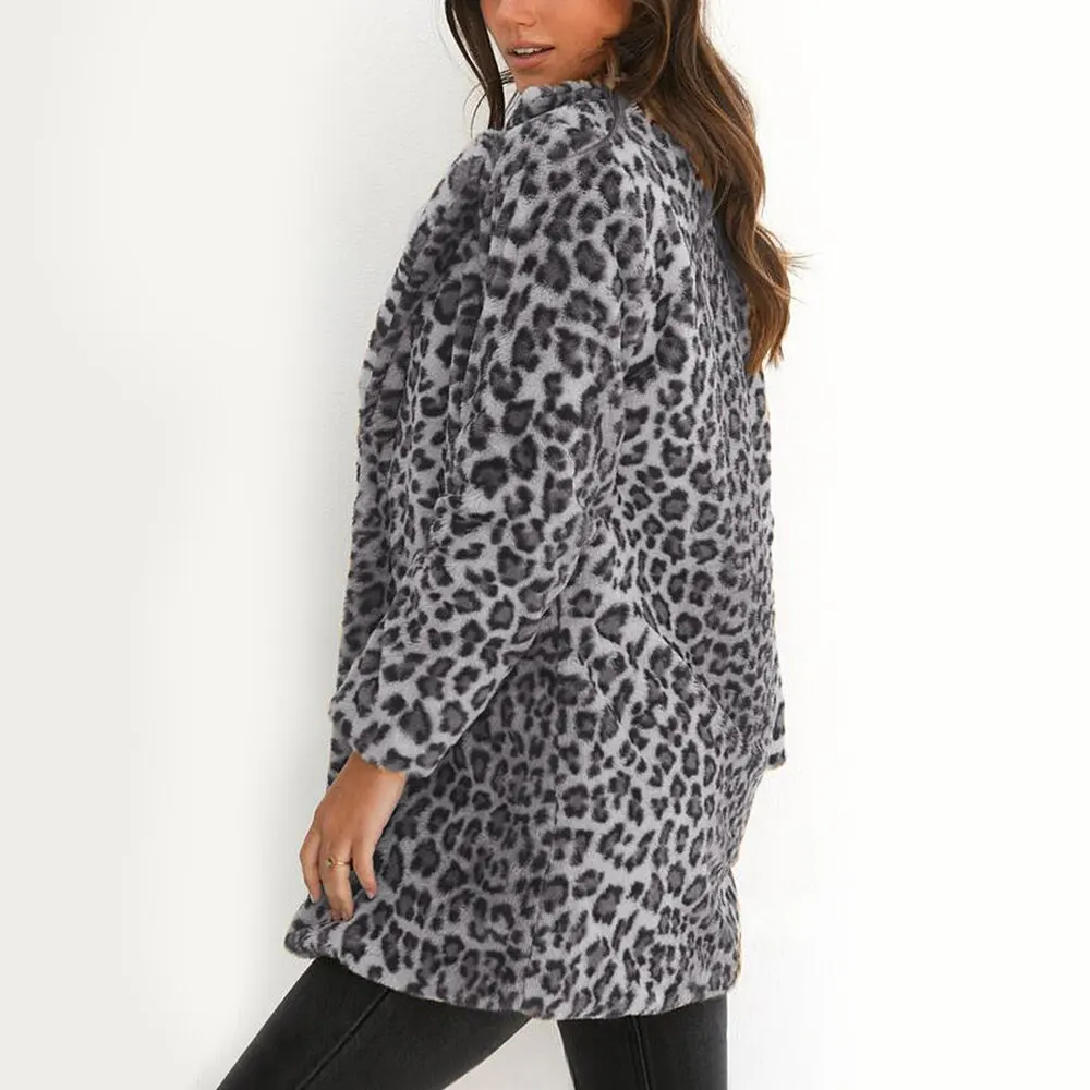 CALOFE/Коллекция 2019 года зимнее женское пальто с леопардовым принтом толстые куртки