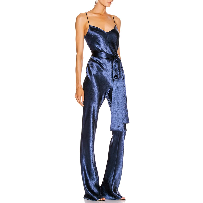 Женский атласный комбинезон Max Spri элегантный Свободный с v-образным вырезом на