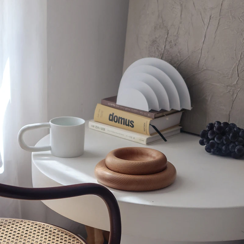 Деревянный органайзер поднос для сервировки фруктов круглая тарелка в японском