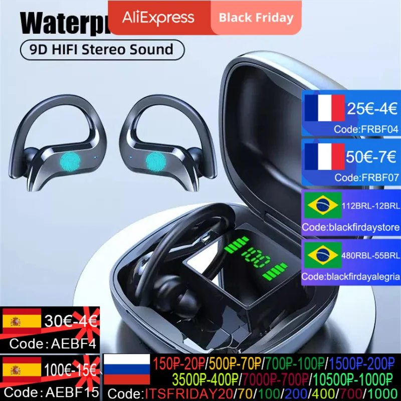 

TWS Wireless Headphones Bluetooth Earphone Stereo Sports Earbuds Waterproof Noise with Led Display Microphone Wireless Earphones