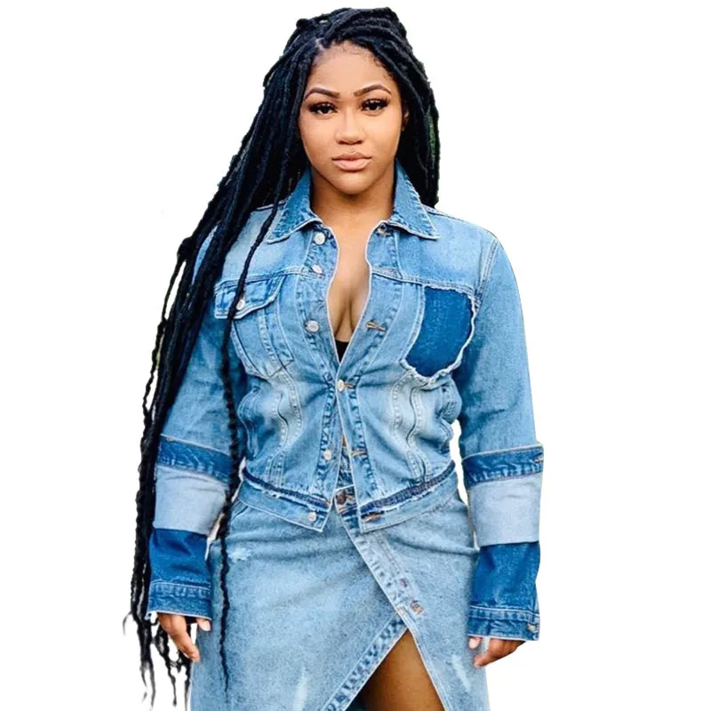 Европейский стиль сексуальные женские тонкие джинсовые пальто с длинным рукавом