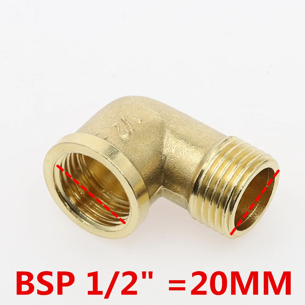 1 шт. 1/" 1/4" 3/" 1/2" BSP Женский x мужской резьба 90 градусов латунь локоть фитинги соединитель муфта для водяного топлива медь - Цвет: 04 Male Female
