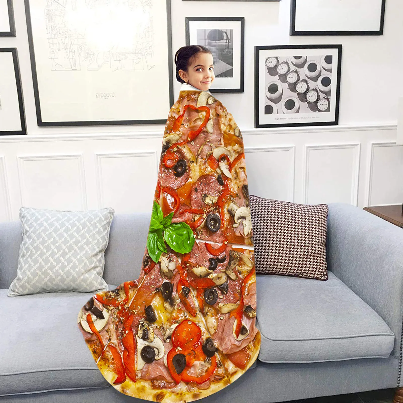 Одеяло для пиццы 40 # мягкое Фланелевое покрывало с забавным рисунком еды домашние