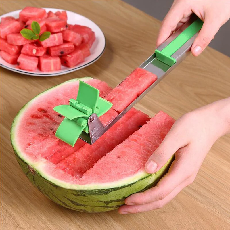 

QDRR NEW Watermelon Cutter Multi Melon Slicer Cutting Machine Stainless Steel Windmill Fruit Household Artifact Kitchen Tool&