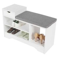 shoe bench with cushion entryway shoes stool storage cabinet organizer for home living room hallway white