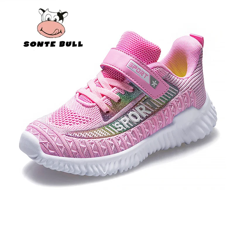 Легкая дышащая мягкая детская обувь 2019 г. Новая Летающая ткацкая для девочек
