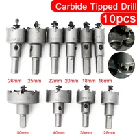 10pc hole saw tooth kit carbide steel holesaw core drill bit set cutter tool for wood metal wood alloy 16 50mm