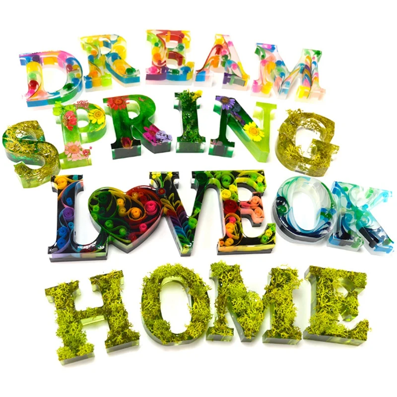 

Letter Mold Decoration DIY Handmade Crystal Epoxy 26 English Letter Silicone Mold with Heart Shape Mold