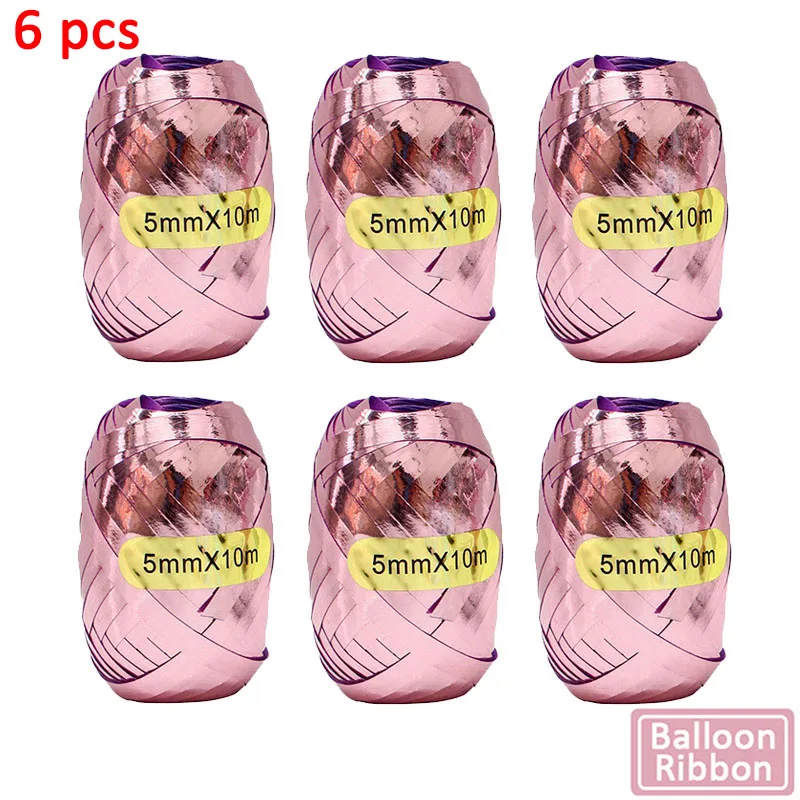 6pcs balloon ribbon 15 шт., розовое золото, фольга, номер 1, 2, 3, 4, 5, 6, 7, 8, шар, колонна, Золотая Корона, глобус, корона, 1 день рождения, украшения для детской вечеринки - Цвет: 6pcs balloon ribbon