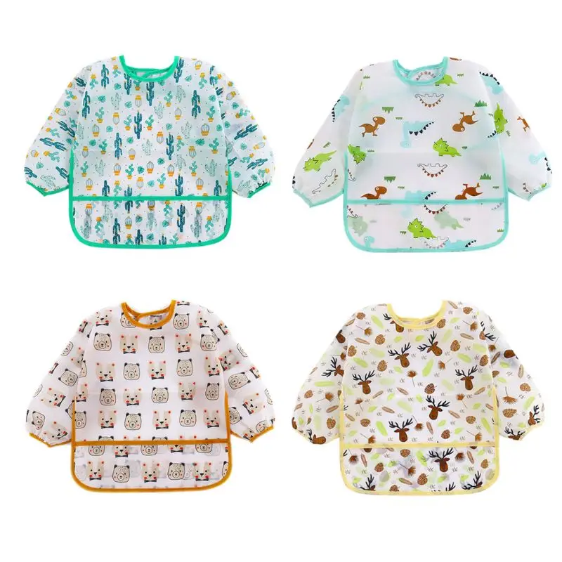 

Unisex Waterproof Feeding Bibs with Sleeves Painting Apron for Infant Toddler GXMB