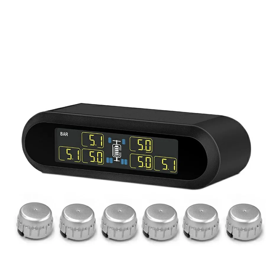 Портативная беспроводная система контроля давления в шинах TPMS с ЖК дисплеем и 6