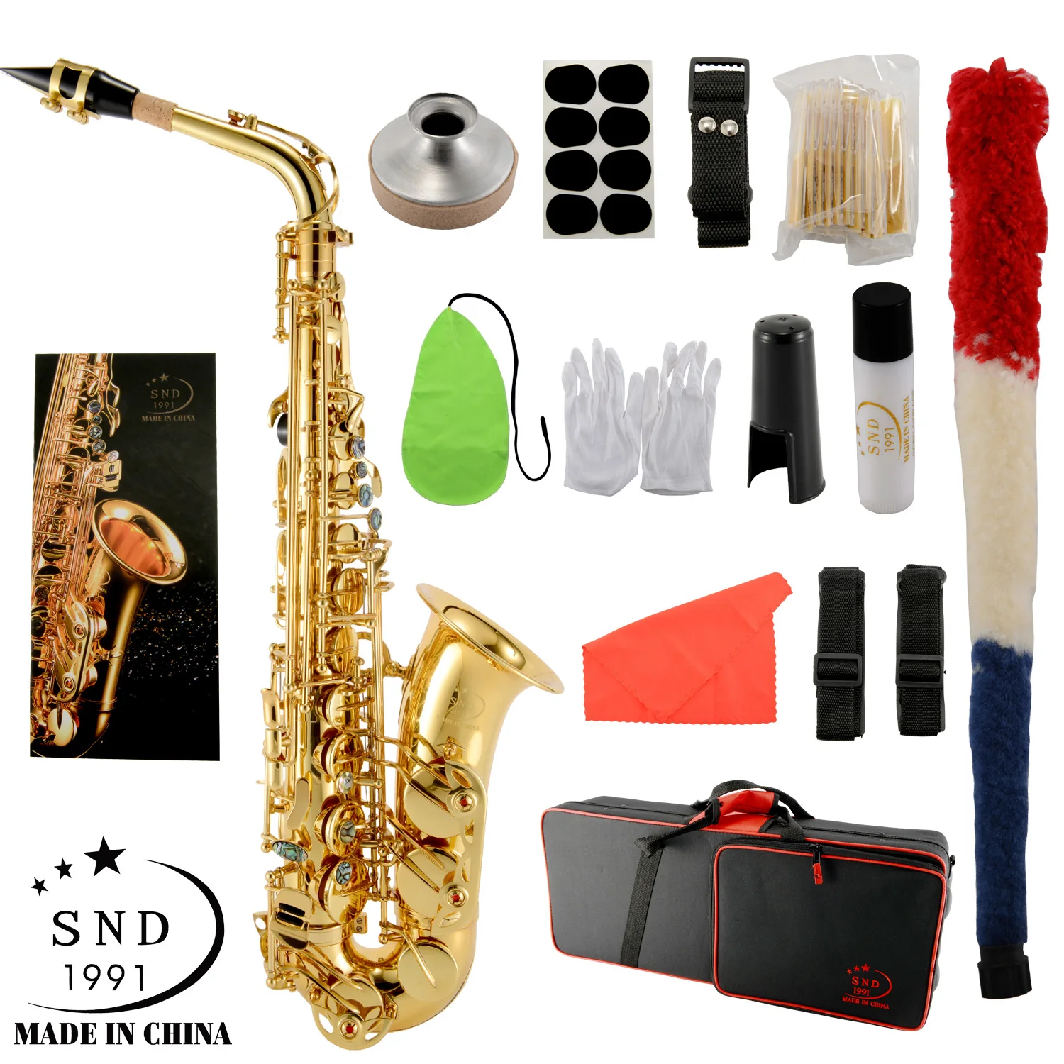 Альт саксофон SND1991 Eb латунный лакированный Золотой E плоский Sax 802 тип ключа
