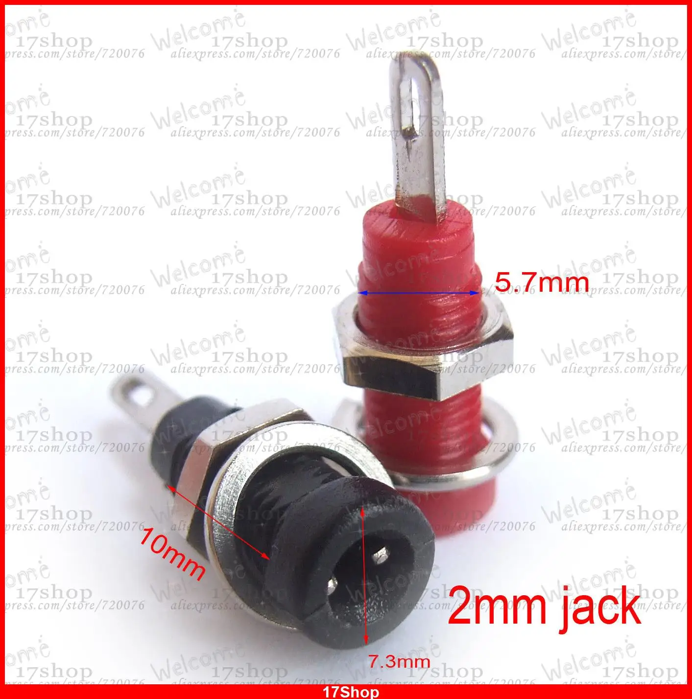 

50PCS 2mm Banana Socket binding posts 2.0mm jack Terminals for Test Probes