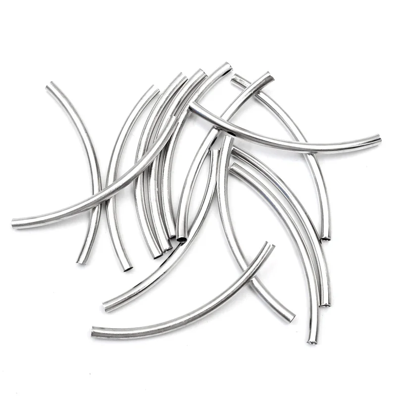 

50pcs 3X50mm White K Curved Tube Spacer Beads Connectors Jewelry Findings For Bracelets Necklace Diy Jewelry Making Accessories