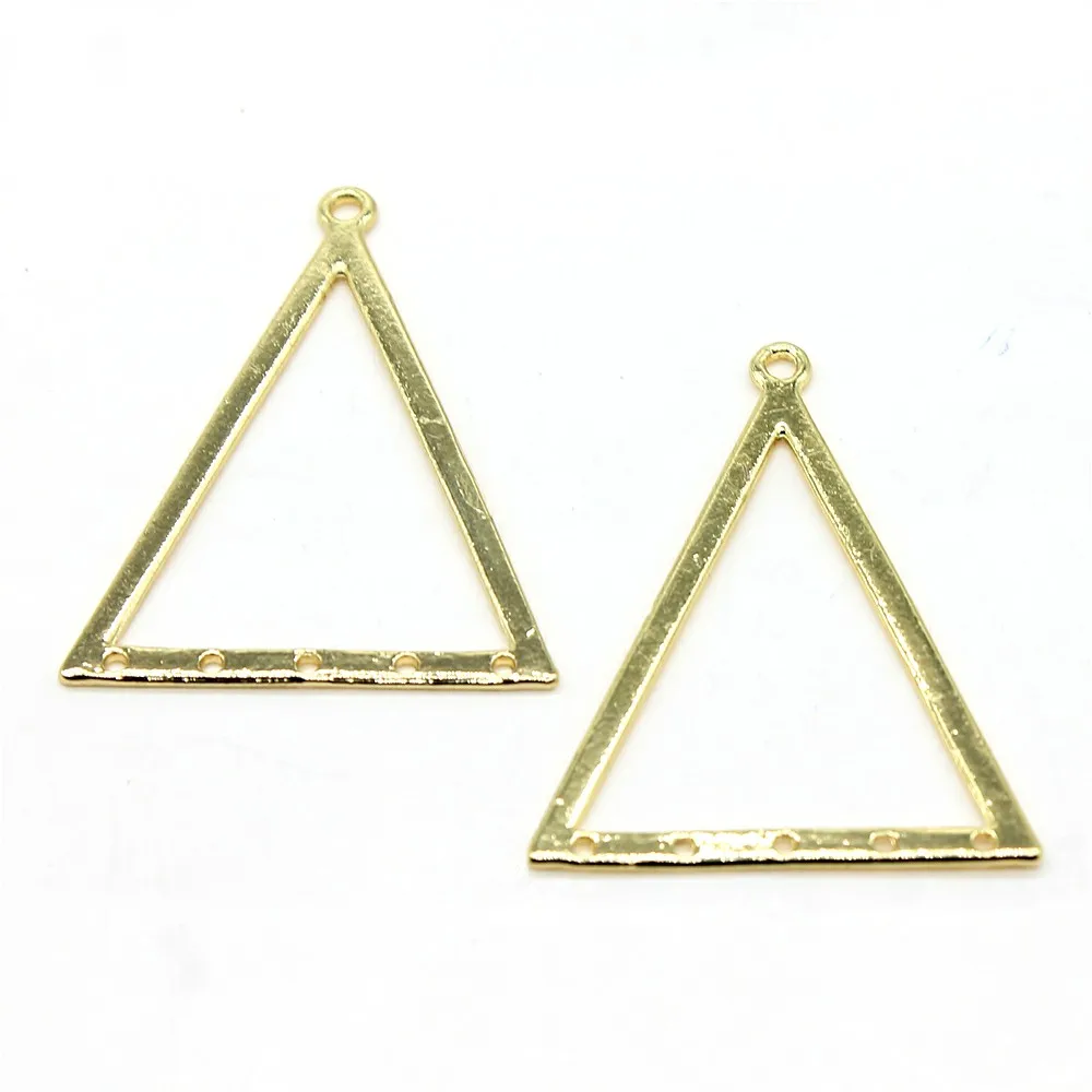 

WYSIWYG 4pcs Jewelry Making DIY Handmade Craft Charms High Quality KC Gold Color 30x38mm Triangle Pendant For Earring Making
