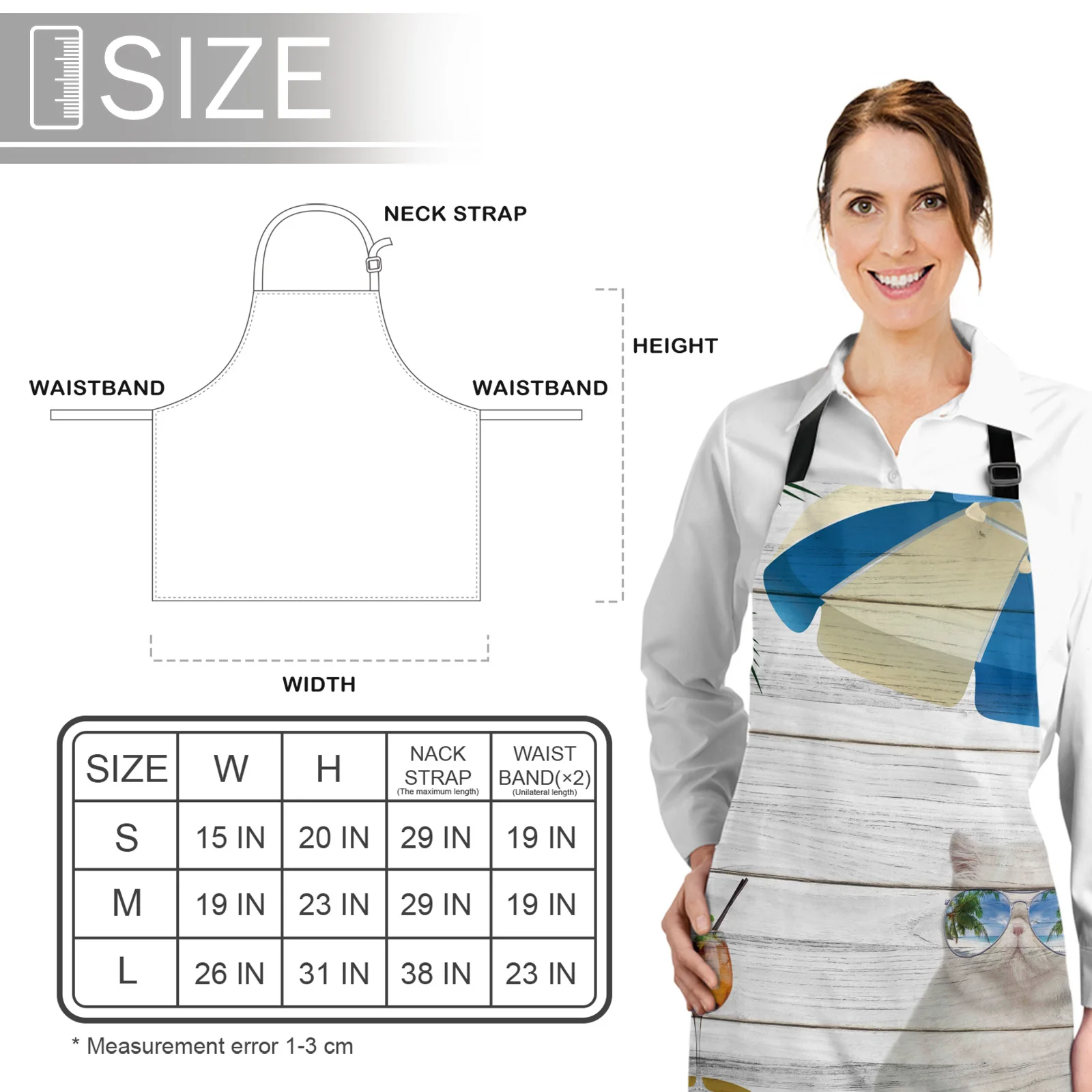 

Wood Beach Cat Palm Tree With Sunglasses Kitchen Nail Shop Apron for Women Men Kids Aprons Dinner Cooking Baking Accessories
