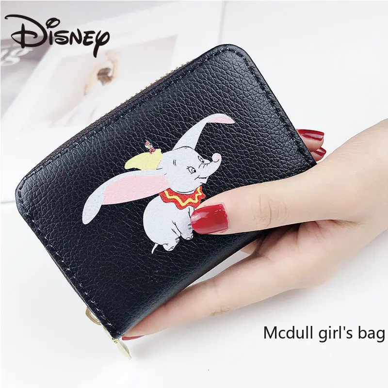 

Disney 2021 New Cartoon Dumbo Lady Wallet PU Zipper Fashion Ladies Coin PurseMulti-Card Slot Multifunctional Anti-theft Brush