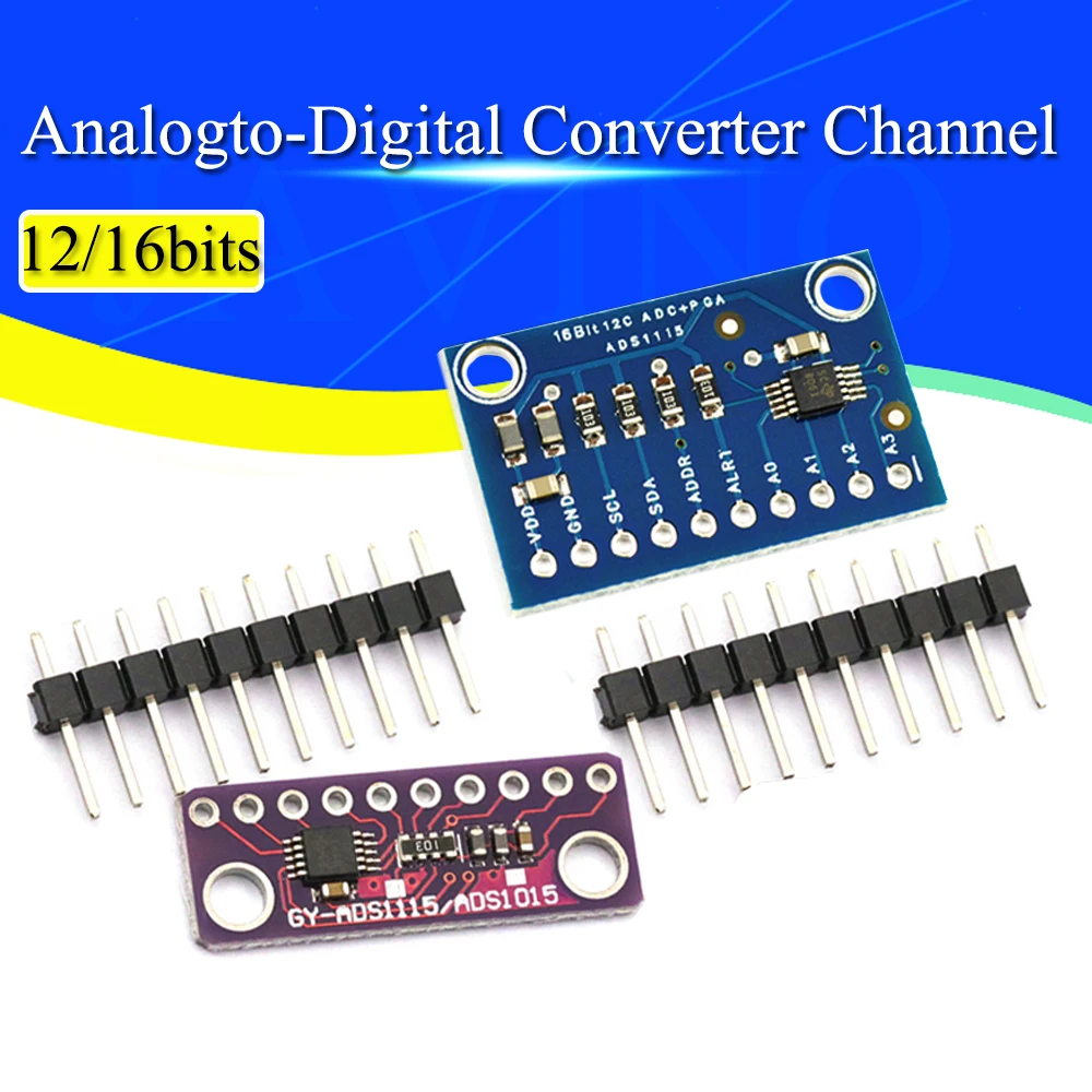 

16 Bit I2C ADS1115 ADS1015 Module ADC 4 channel with Pro Gain Amplifier 2.0V to 5.5V for Arduino RPi 12bits