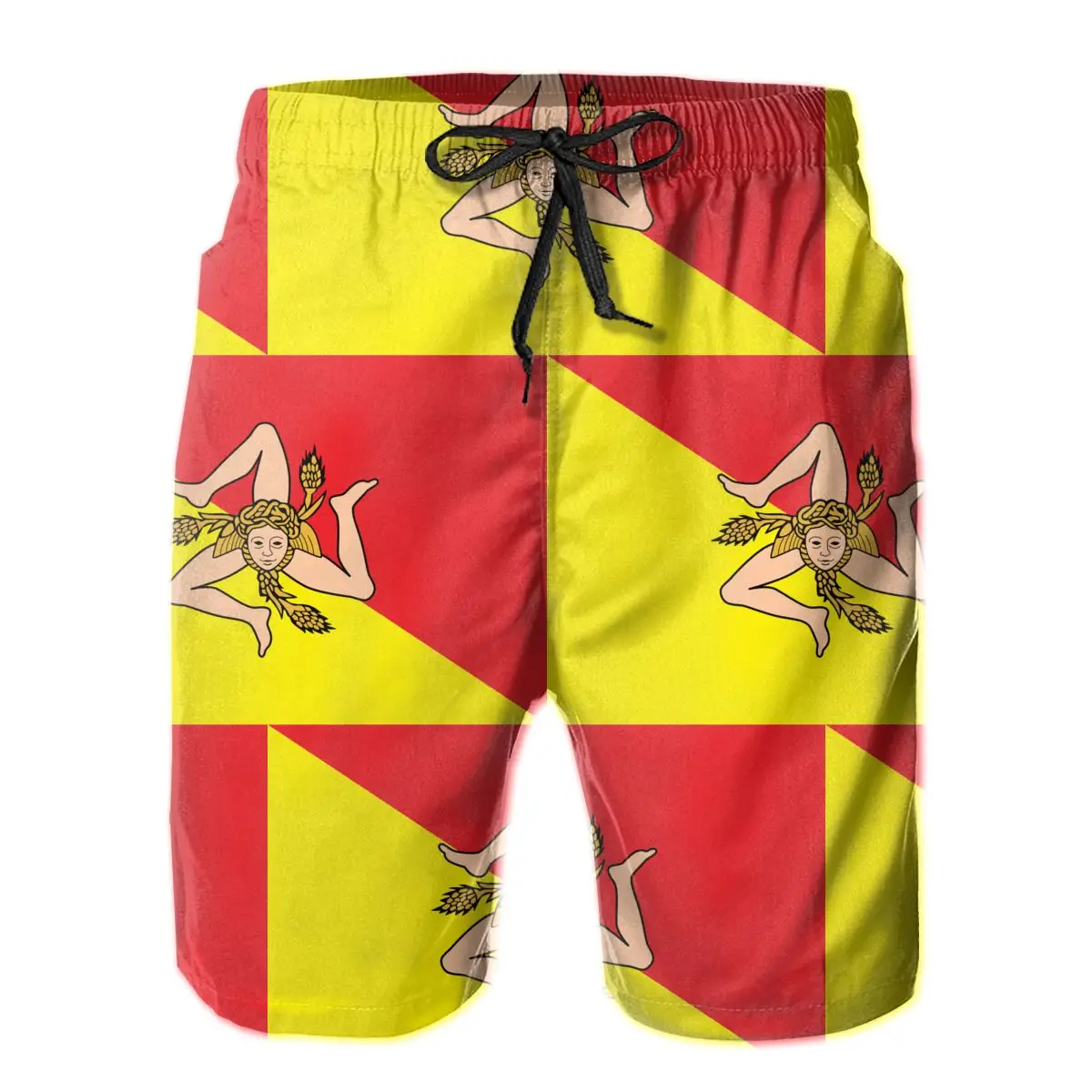 

Summer Men Beach Shorts Breathable Quick Dry Funny Novelty regions of Italy Casual Sicilian Flag Male Shorts