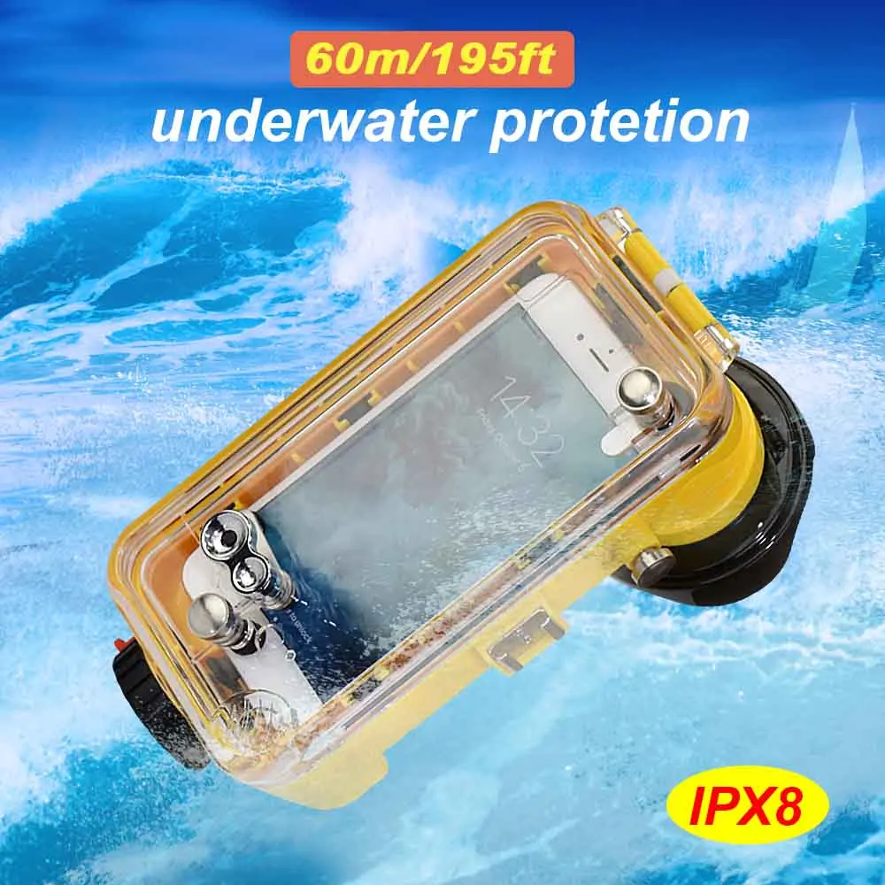 195FT/60M водонепроницаемый чехол для дайвинга iPhone 7 8 Plus Профессиональный серфинг