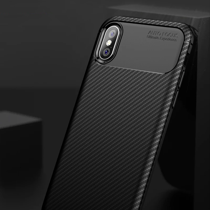 Чехол для Телефона iPhone 6 7 8 Plus X роскошный мягкий ТПУ чехол из углеродного волокна