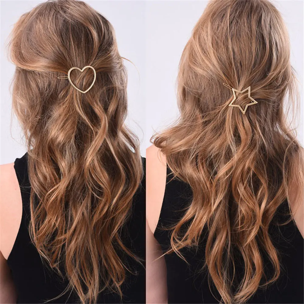 

Fashion Alloy Diamond Geometric Circle Shape Hair Accessories Hairpin Word Clip Headwear Barrettes for Women Girls Simple Style