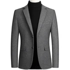 Новинка 2020, однотонный блейзер для мужчин, высококачественный мужской шерстяной костюм из смешанной шерсти, куртка, роскошный костюм из смешанной шерсти, Мужское пальто