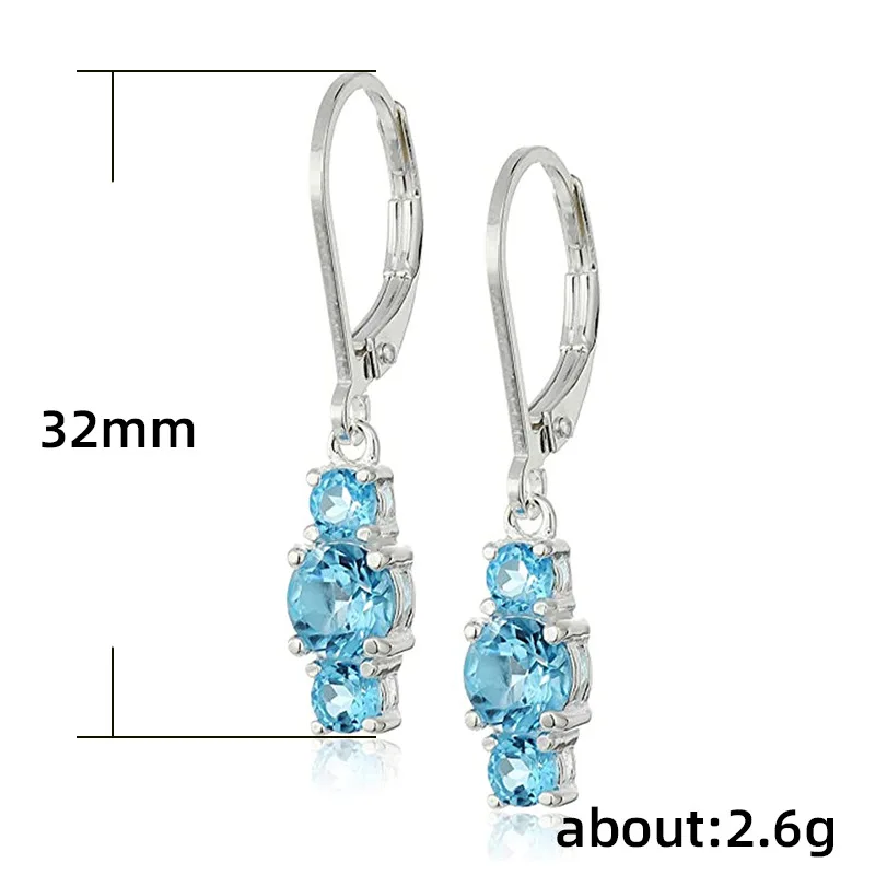 

4 Colors Available Aesthetic 3 Round Cubic Zircon Stone Drop Earrings For Women Wedding Engagement Party Trendy Jewelry Earring