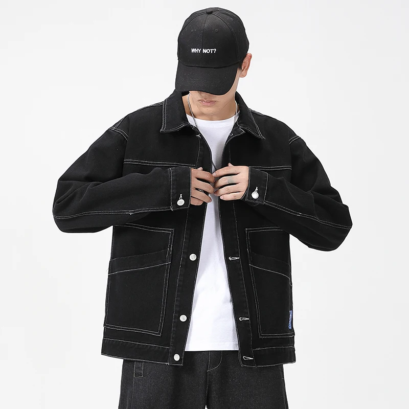 

Streetwear Men Jackets And Coats Denim Cargo Jacket 2021 Fashion Mens Outwear Male Plus Size Overcoats