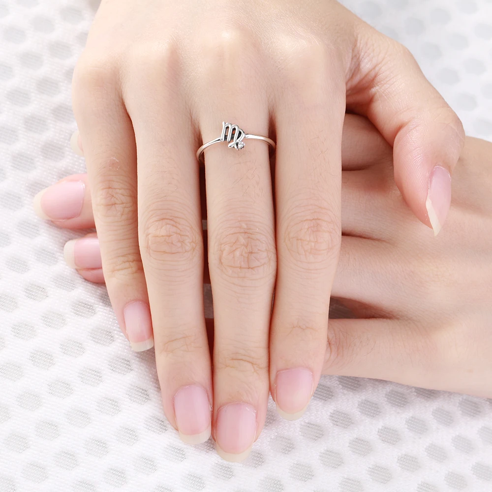 

Solid 925 Silver Ring for Women Girl Virgo Twelve Constellation Ring Size 6/7/8/9/10 Fine Jewelry Finger Ring Anniversary Gifts