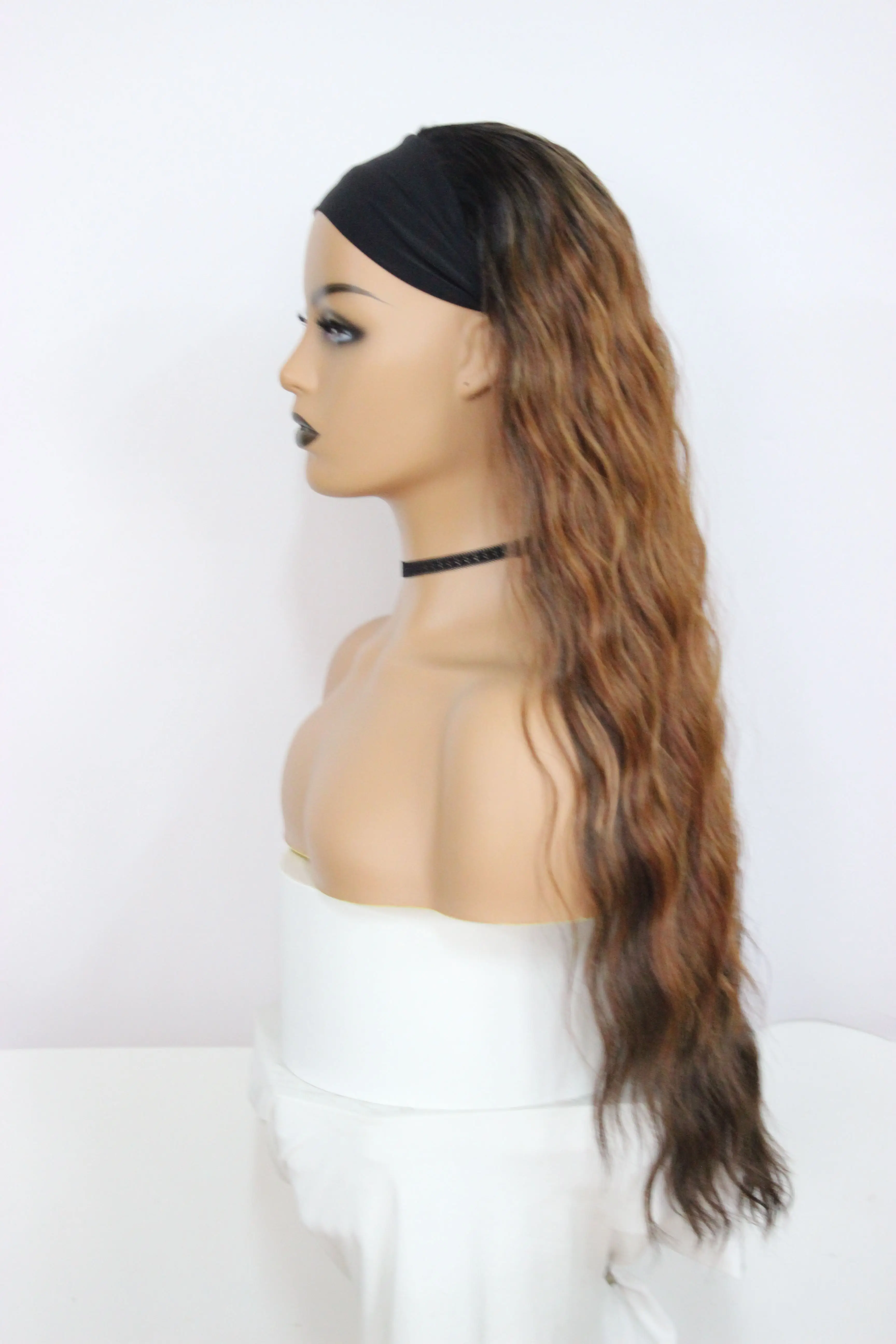 

Headband Wigs For Black Women Natural Wave Fiber High temperature Resistance IPARTY Fashion New Gradient Color Black Brown Daily